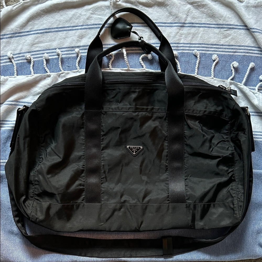 Vintage Prada Tessuto Nylon Duffle Bag Black